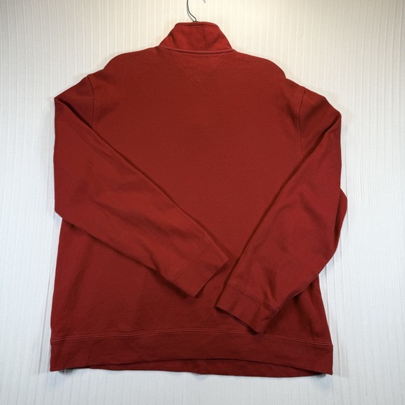 Tommy Hilfiger Sweater Men XL Red Pull Over Quarter Zip Sweatshirt Long Sleeve - Picture 2 of 9